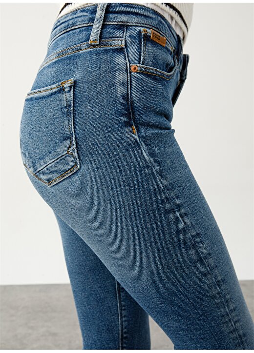 Denim Trip Orta Indigo Kadın Yüksek Bel Slim Fit Denim Pantolon DT10052 4
