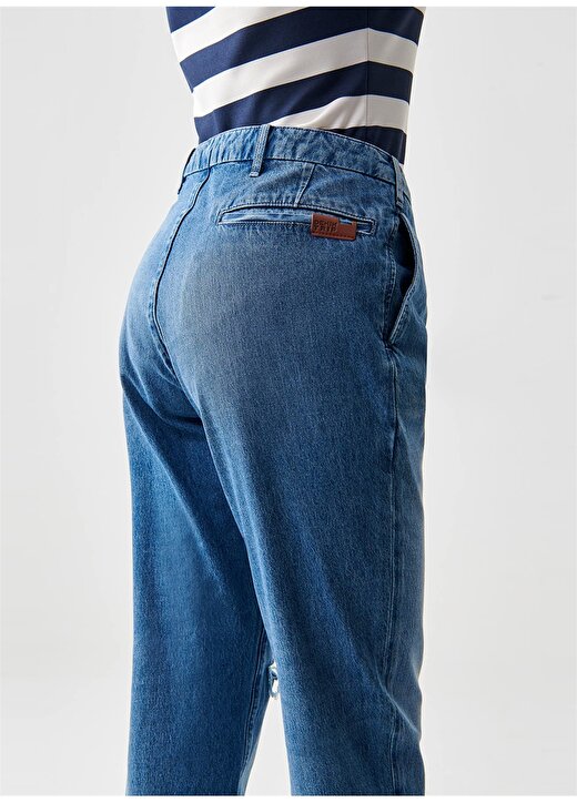 Denim Trip Koyu İndigo Kadın Normal Bel Havuç Denim Pantolon DTK360 3