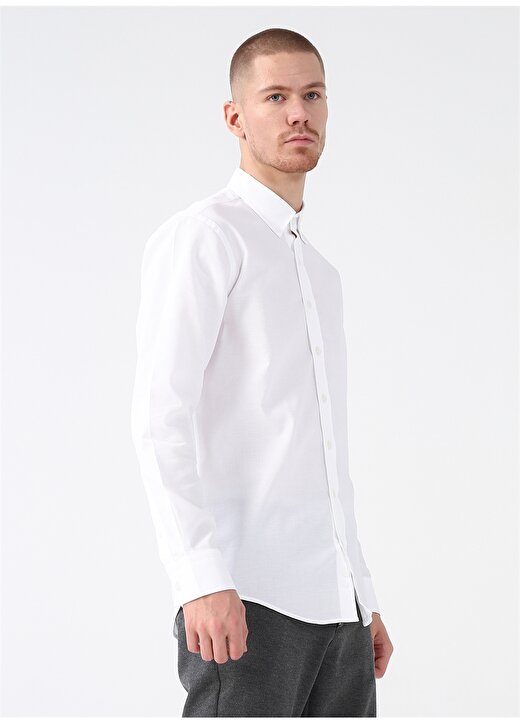 Gmg Fırenze Düğmeli Yaka Beyaz Erkek Gömlek GU22MFW02208 1