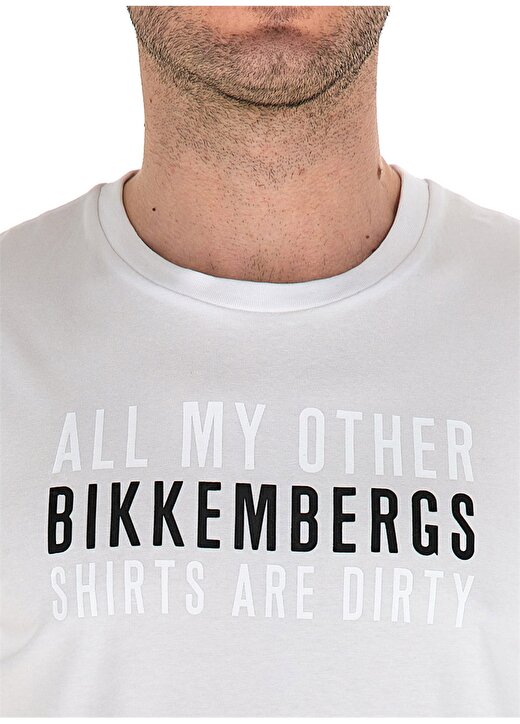Bikkembergs Bisiklet Yaka Beyaz Erkek T-Shirt C 4 101 2C E 1811 2