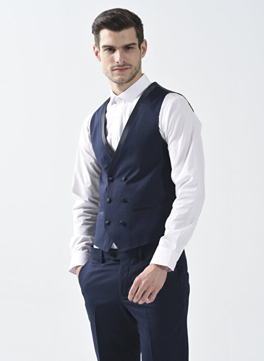 Süvari Normal Bel Slim Fit Lacivert Erkek Takım Elbise TK3000400242 2