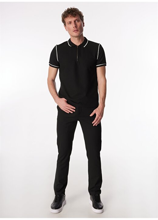 Fabrika Siyah Erkek Basic Jakarlı Polo T-Shirt VIDAR 3