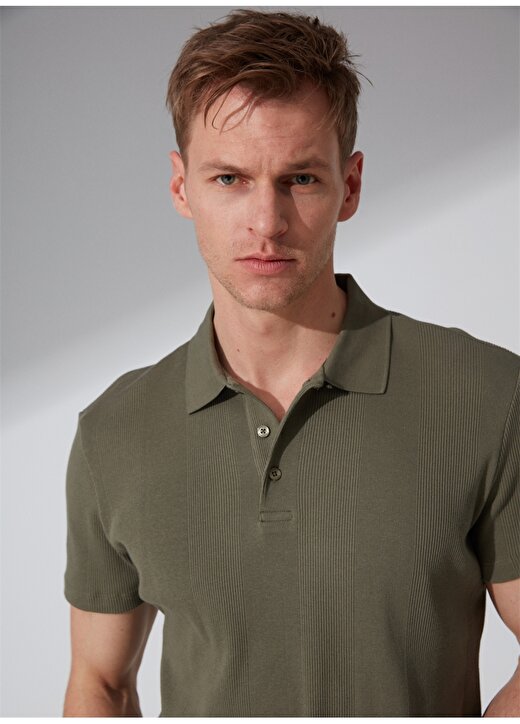 Fabrika Polo Yaka Düz Haki Erkek T-Shirt STEVEN 2