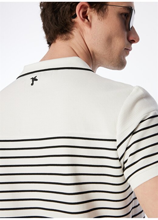 Fabrika Beyaz Erkek Basic Çizgili Polo T-Shirt PORTER 4