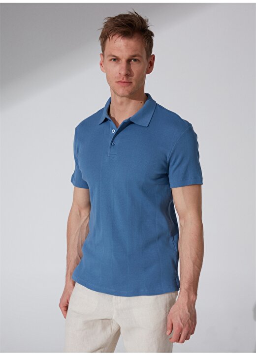 Fabrika Polo Yaka Düz İndigo Erkek T-Shirt STEVEN 1