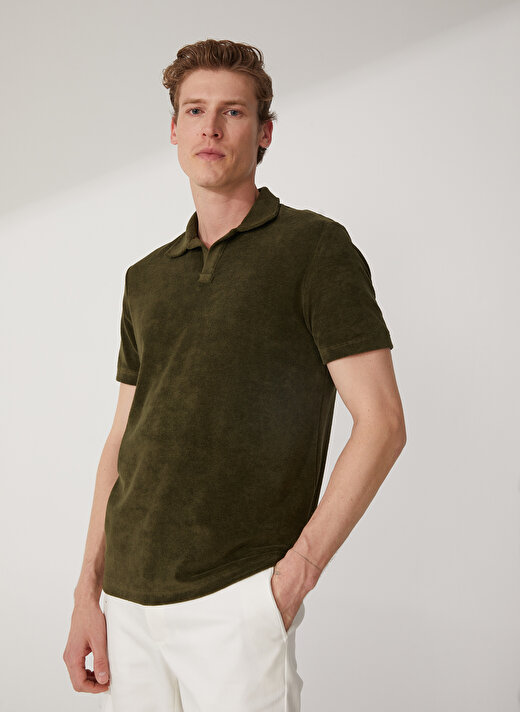 Fabrika Düz Yeşil Erkek Polo T-Shirt ALIZA 1