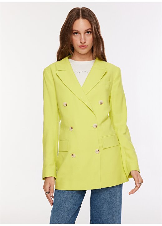Fabrika Kruvaze Neon Yeşil Kadın Ceket MILANSE 3