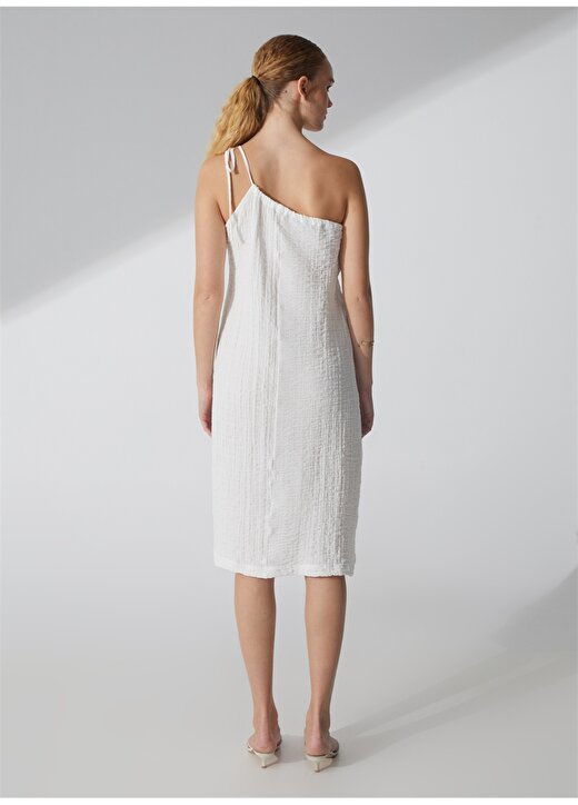 Fabrika Kadın Geniş Fit Armürlü Beyaz Elbise LIYON 3