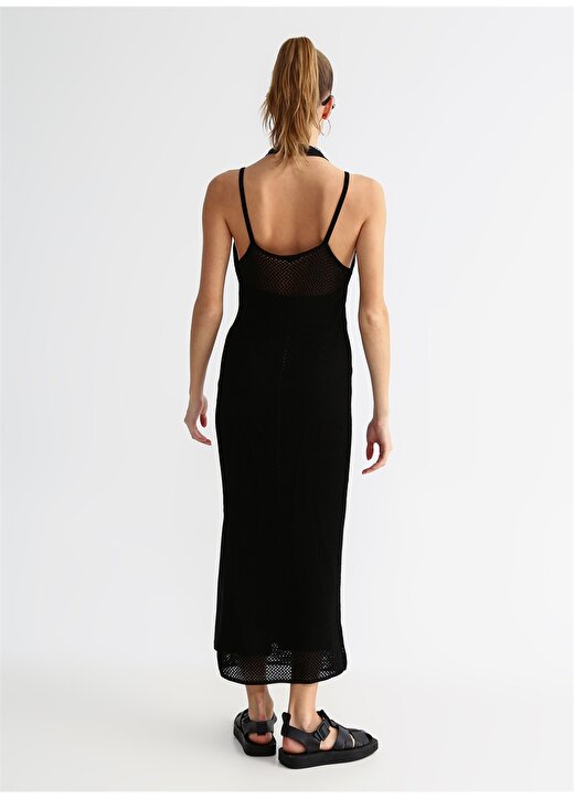 Black On Black Siyah Kadın V Yaka Yazlık Uzun Elbise K-ROMINA 4