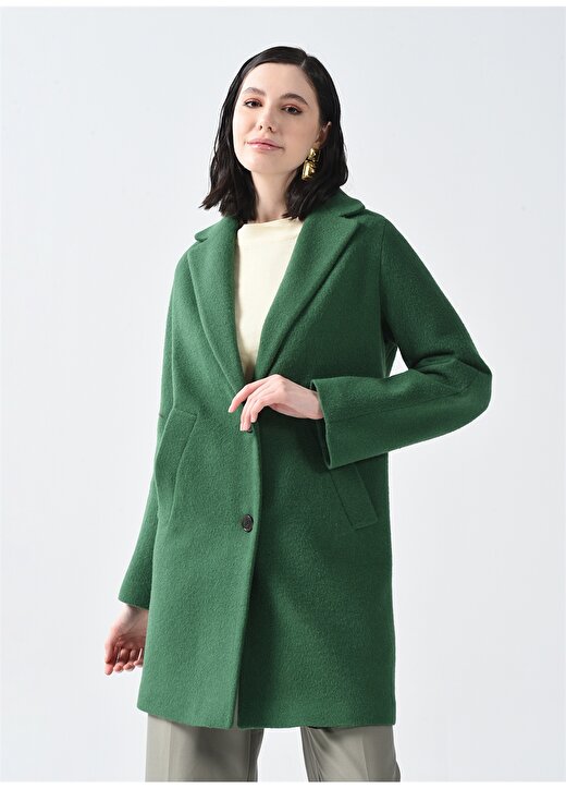 P By Paltoı Yeşil Kadın Kaşe Kaban 5820 2