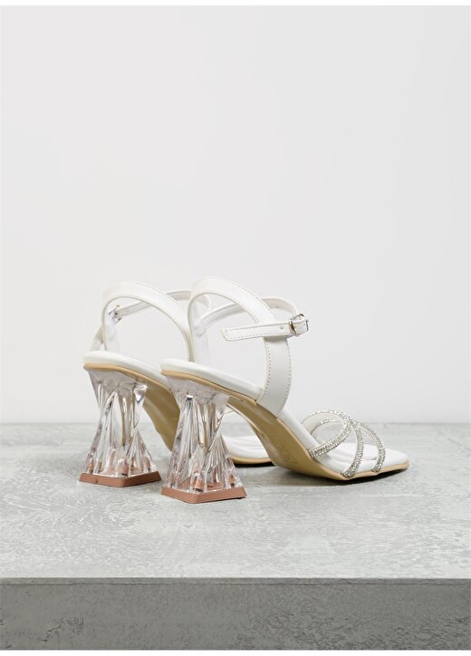 F By Fabrika Beyaz Kadın Kalın Topuklu Ayakkabı HERKABE 3