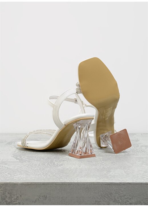 F By Fabrika Beyaz Kadın Kalın Topuklu Ayakkabı HERKABE 4