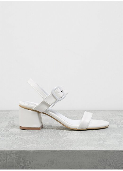 F By Fabrika Beyaz Kadın Kalın Topuklu Ayakkabı KITEYN 1