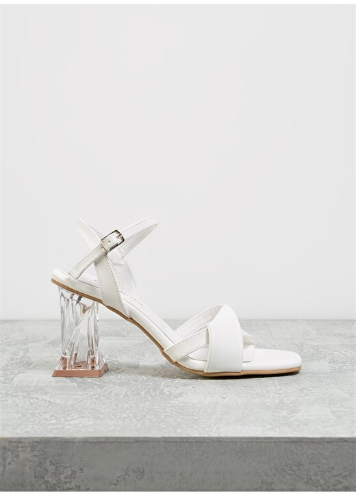 F By Fabrika Beyaz Kadın Kalın Topuklu Ayakkabı LUISOR 1