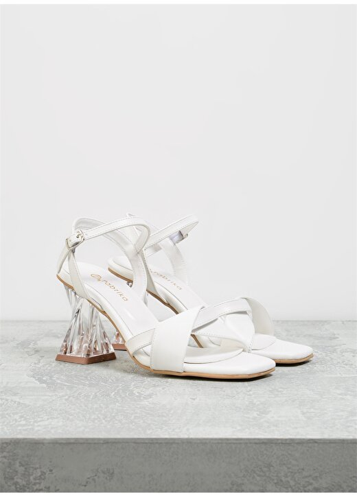 F By Fabrika Beyaz Kadın Kalın Topuklu Ayakkabı LUISOR 2