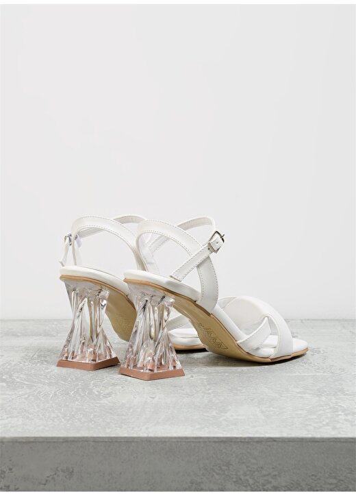 F By Fabrika Beyaz Kadın Kalın Topuklu Ayakkabı LUISOR 3