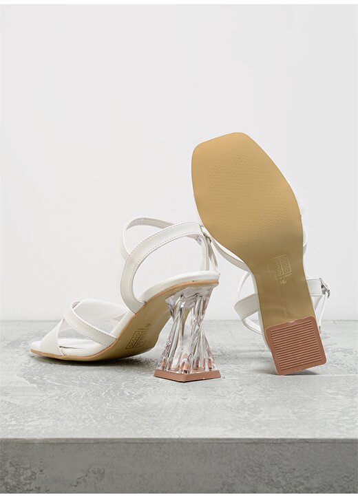 F By Fabrika Beyaz Kadın Kalın Topuklu Ayakkabı LUISOR 4