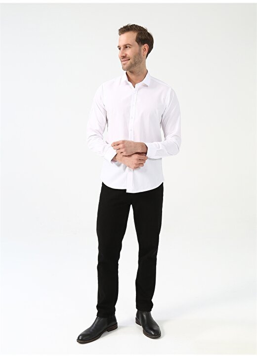Süvari Klasik Yaka Düz Beyaz Erkek Gömlek GM1007100508 2