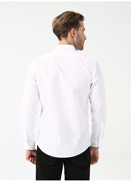 Süvari Klasik Yaka Düz Beyaz Erkek Gömlek GM1007100508 4
