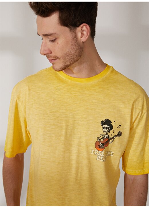 Limon Bisiklet Yaka Yağ Yıkama Sarı Erkek T-Shirt FEEL 3