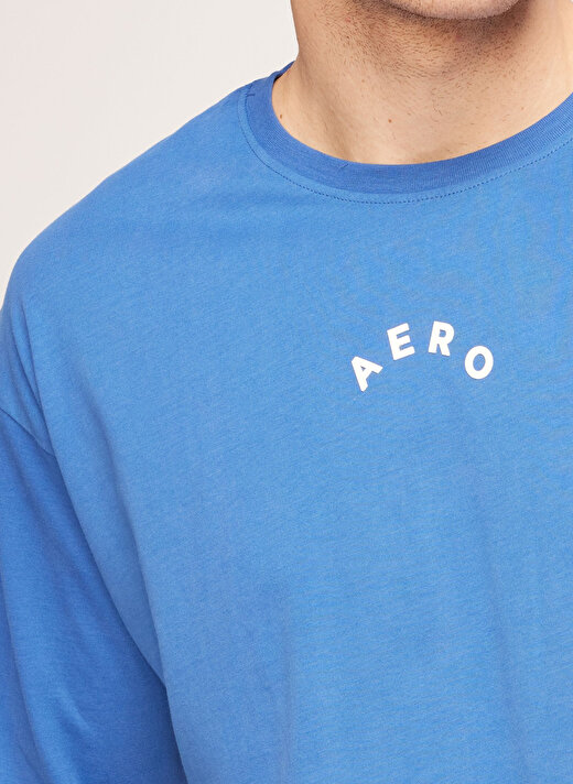 Aeropostale Bisiklet Yaka Baskılı İndigo Erkek T-Shirt E-BACKROUND 4