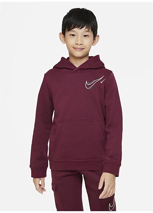 Nike Çocuk Kırmızı - Pembe Kapüşonlu Sweatshirt DX2295-638 B NSW SOS FLC PO HOODIE 1