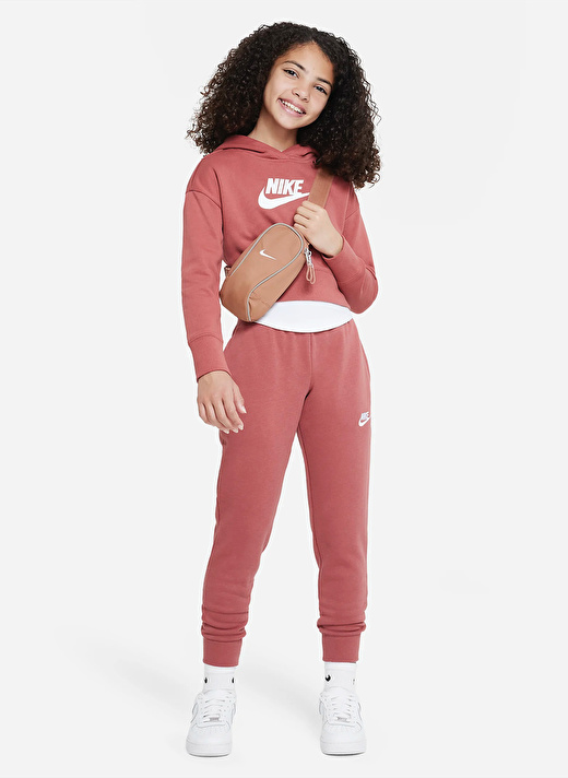 Nike Çocuk Kırmızı - Pembe Kapüşonlu Sweatshirt DC7210-691 G NSW CLUB FT CROP HOODI   4