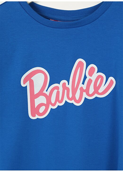 Barbie Saks Kız Çocuk Bisiklet Yaka Kısa Kollu Oversize Baskılı T-Shirt 23SSB-58 3