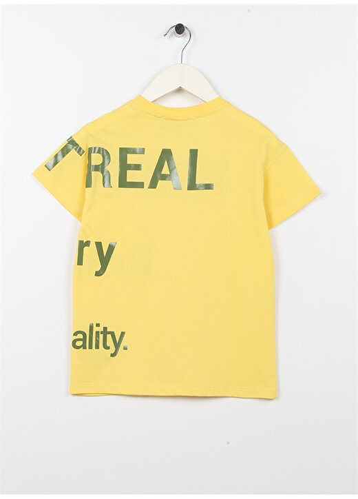 Limon Sarı Erkek Çocuk Bisiklet Yaka Oversize Baskılı T-Shirt KEEP BOY-23 2