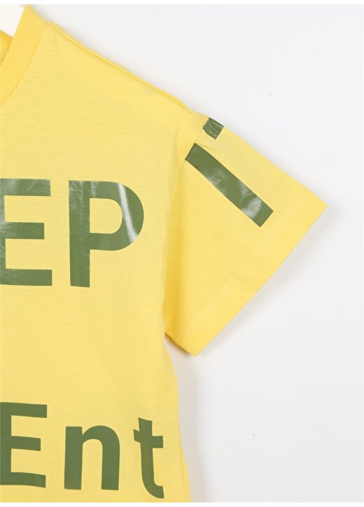 Limon Sarı Erkek Çocuk Bisiklet Yaka Oversize Baskılı T-Shirt KEEP BOY-23 3