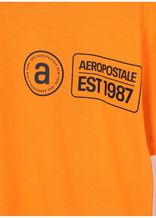 Aeropostale Turuncu Erkek Çocuk Bisiklet Yaka Oversize Baskılı T-Shirt 23SAB-48 3