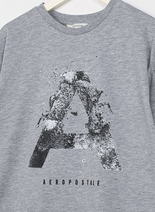 Aeropostale Baskılı Gri Melanj Erkek Çocuk T-Shirt 23SAB-04 3