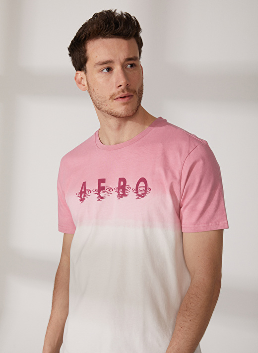 Aeropostale Bisiklet Yaka Baskılı Pembe Erkek T-Shirt E-ECHO 2