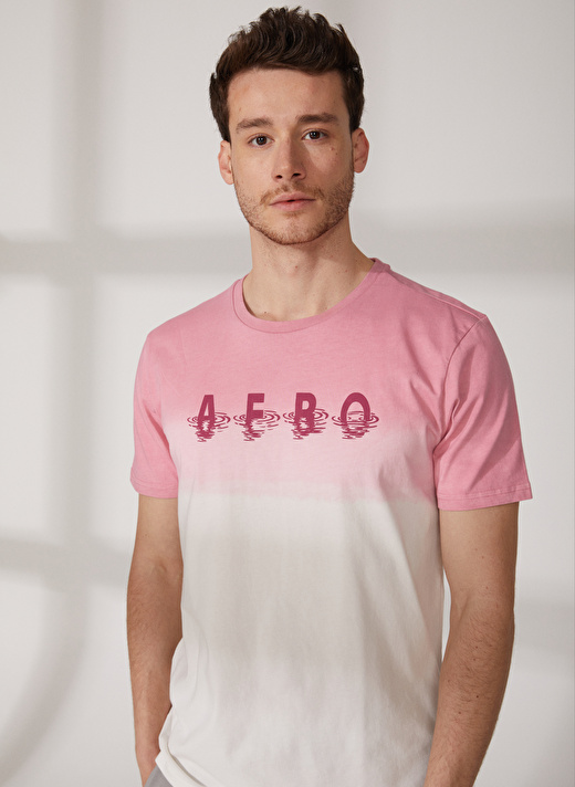 Aeropostale Bisiklet Yaka Baskılı Pembe Erkek T-Shirt E-ECHO 3