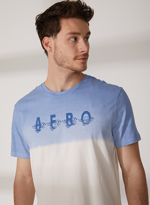Aeropostale Bisiklet Yaka Baskılı Mavi Erkek T-Shirt E-ECHO 3