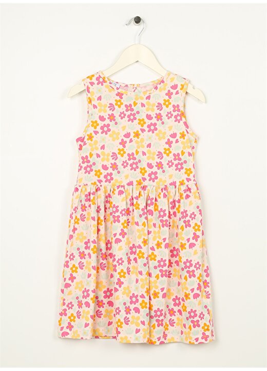 Limon Çok Renkli Kız Çocuk Yuvarlak Yaka Kolsuz Diz Üstü Desenli Elbise DIEM GIRL-23 1