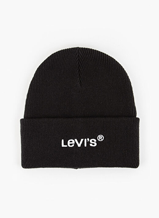 Levis Siyah Erkek Bere Wordmark Beanie 1