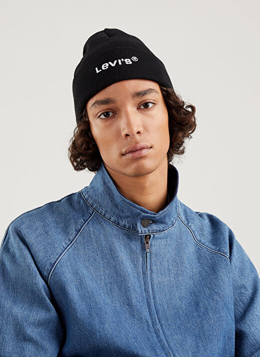 Levis Siyah Erkek Bere Wordmark Beanie 3