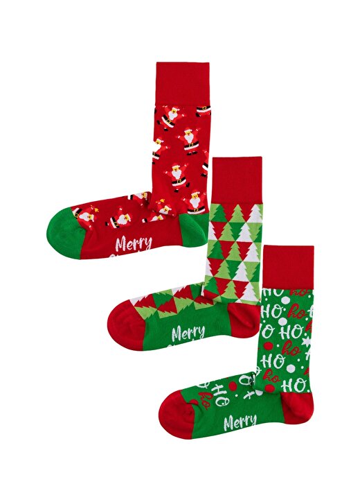 Cozzy Socks Kırmızı - Beyaz Erkek Yılbaşı Temalı Çorap CZY1012 1