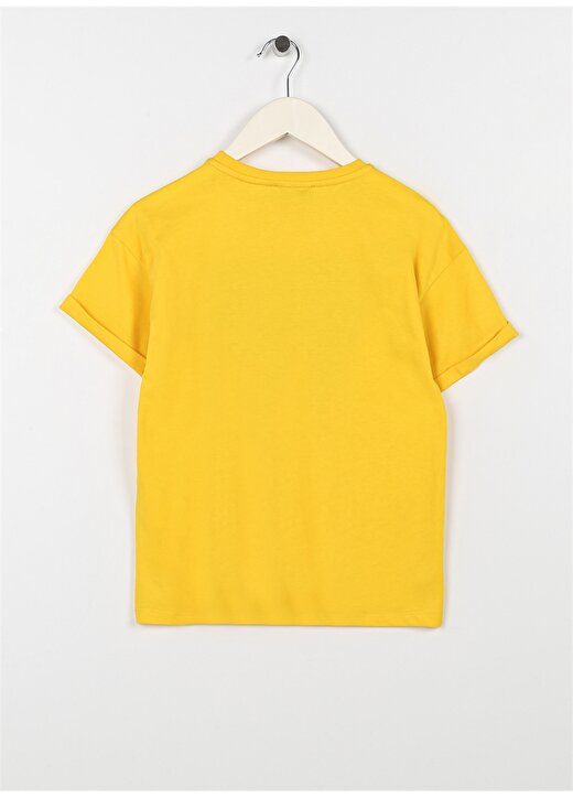 Limon Sarı Kız Çocuk Bisiklet Yaka Yarım Kollu Baskılı T-Shirt COOL GIRL-23 2