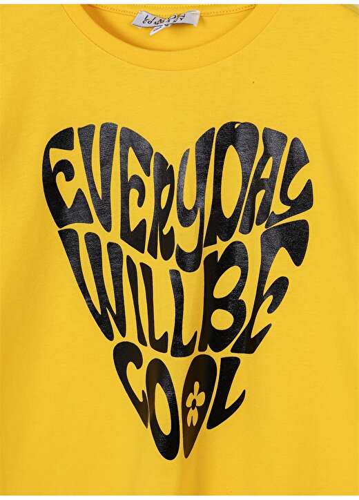 Limon Sarı Kız Çocuk Bisiklet Yaka Yarım Kollu Baskılı T-Shirt COOL GIRL-23 3