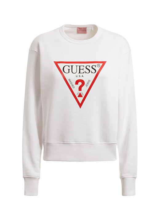 Guess Bisiklet Yaka Beyaz Kadın Sweatshırt W2YQ16KBA10G011 1