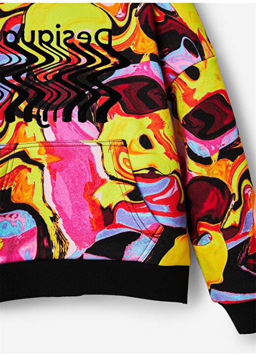 Desigual Çok Renkli Kız Çocuk Kapüşonlu Uzun Kollu Desenli Sweatshirt 22WGSK06 3
