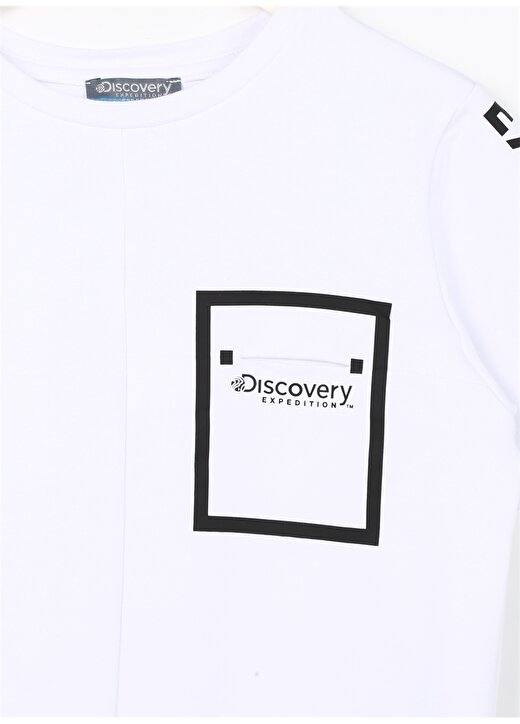 Discovery Expedition Beyaz Erkek Çocuk Bisiklet Yaka Düşük Omuzlu Baskılı T-Shirt CHINE BOY 3