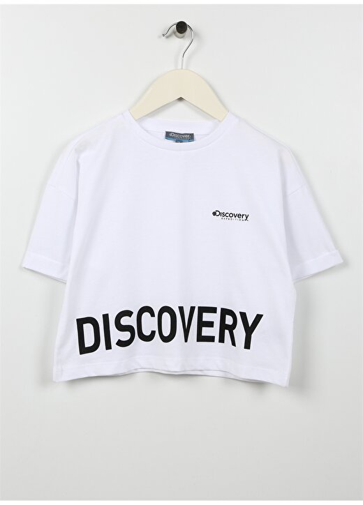 Discovery Expedition Kırık Beyaz Kız Çocuk Bisiklet Yaka Düşük Omuzlu Baskılı T-Shirt OVES GIRL 1