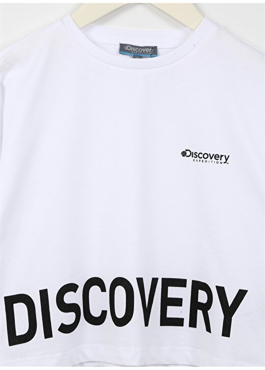 Discovery Expedition Kırık Beyaz Kız Çocuk Bisiklet Yaka Düşük Omuzlu Baskılı T-Shirt OVES GIRL 3