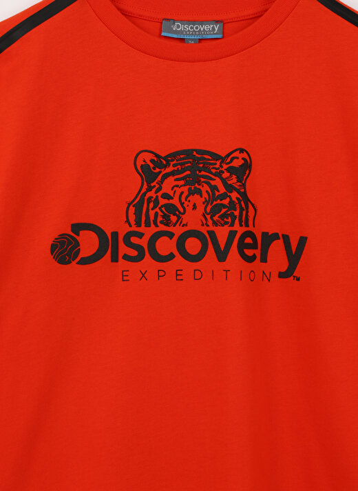 Discovery Expedition Turuncu Erkek Çocuk Bisiklet Yaka Kısa Kollu Baskılı T-Shirt TENT BOY   3