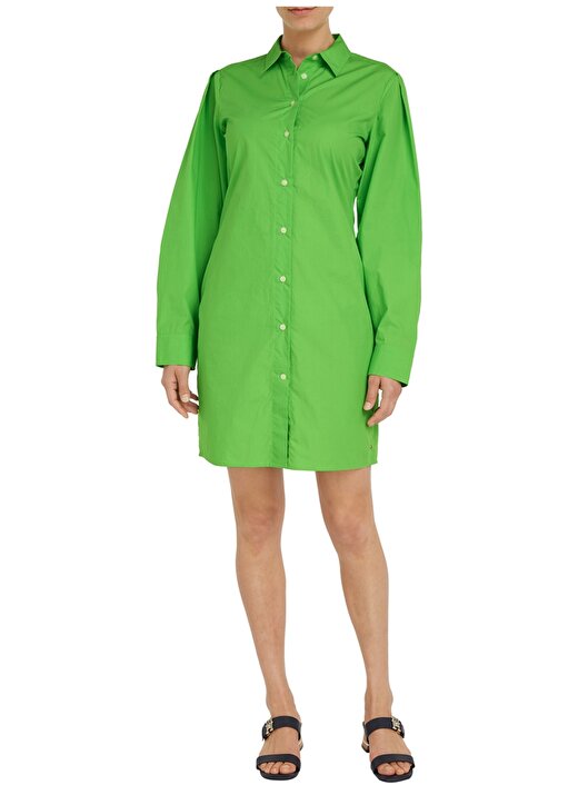 Tommy Hilfiger Yeşil Kadın Uzun Kol Mini Elbise WW0WW37976LWY 1