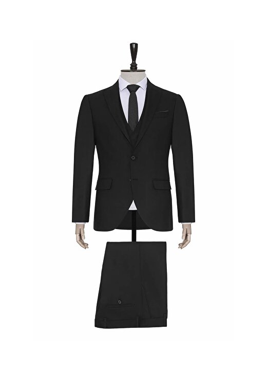 Süvari Normal Bel Slim Fit Siyah Erkek Takım Elbise TK1020200160 1