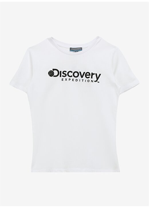 Discovery Expedition Beyaz Kız Çocuk Bisiklet Yaka Baskılı T-Shirt ROGERS GIRL 1